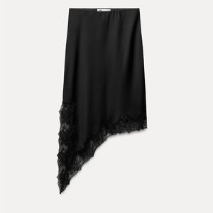 Zara Black Lace Asymmetrical Skirt